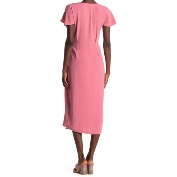 Bobeau Pink Flutter Wrap Midi Dress - Picture 2 of 14